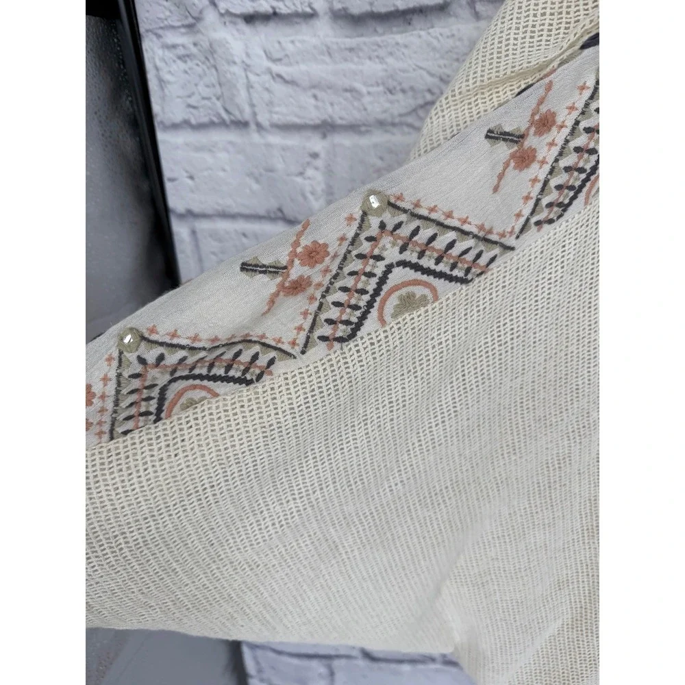 Z & L Kimono Cardigan Womens XS Cream Tan Ombre Embroidered Boho Tribal Festival